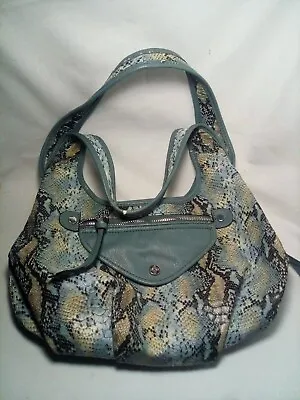 Simply Vera Wang Black Gray Yellow Snake Skin Print Purse Satchel Handbag • $16.99