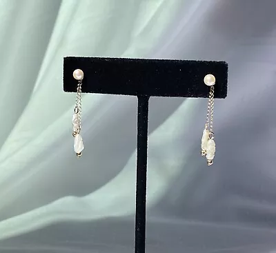 $94 • Buy 14k Gold White Pearl Earrings & 14k Gold Freshwater Pearl Jackets