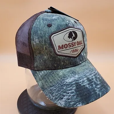 Mossy Oak Cap Brown Green Camo Snapback Mens Adjustable Outdoors Baseball Hat • $7.99