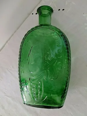 Vintage Green Glass Bottle General Washington Front Eagle Back Flask 8.75” Tall • $12.50