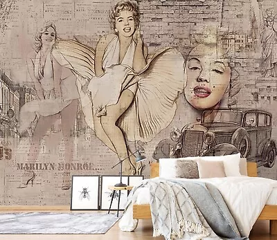 3D Marilyn Monroe 7331 Wallpaper Mural Wall Print Wall Wallpaper Murals US Coco • $64.99
