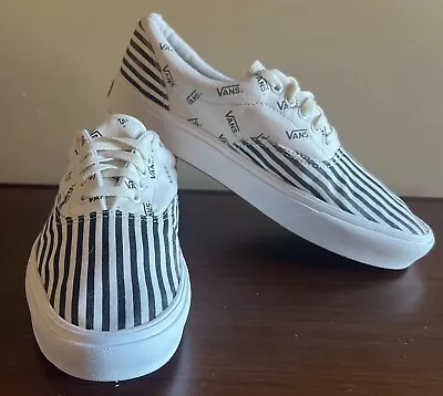 Vans Comfycush Era Pinned Size 10.5m 12w Marshmallow Black Stripe Good Condition • $29.97