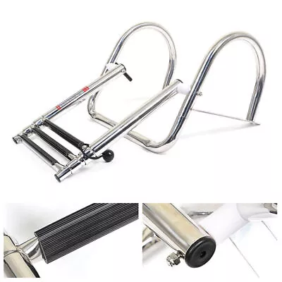 3 Steps Marine Boat Yacht Stainless Steel Telescoping Ladder Swim Step Ladders • $80.99