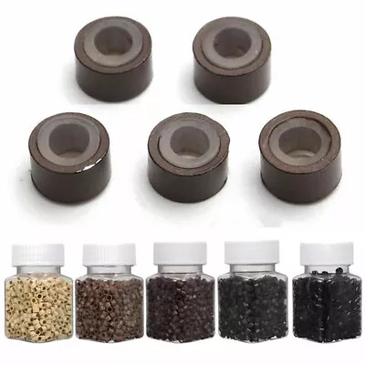 200 400 Micro Rings Brown Silicone Lined Links Beads I Tip Hair Extensions Cheap • $5.82