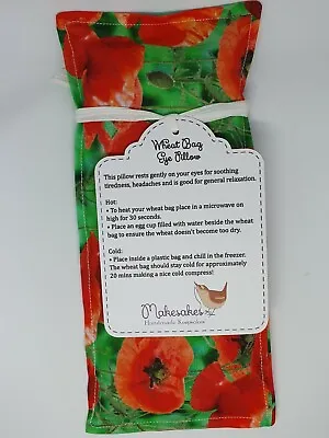 Handmade Wheat Eye Pillow Gift - Red Poppy Print - Yoga - Relaxation - Lavender • £7.49