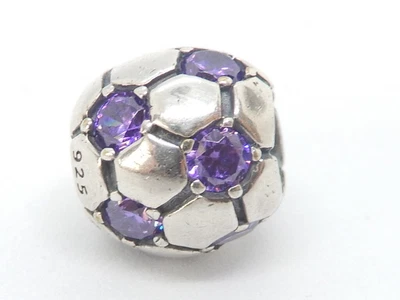 £65 • Buy Authentic Pandora Purple CZ Soccer Ball Football Charm Bead 790444ACZ