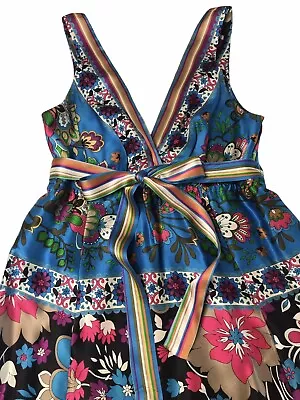 Marciano Silk Floral V-Neck Slip Dress Self-tie Detachable Belt Women’s XS/S • $48.99