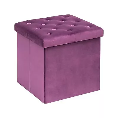 Storage Ottoman Cube Velvet Tufted Folding Ottomans With Lid Footstool Rest ... • $51.15