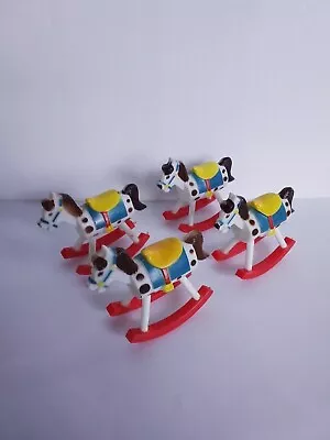 VINTAGE 1978 Miniature Dollhouse Wilton Cake Topper Toy Rocking Horse Lot Of 4 • $30