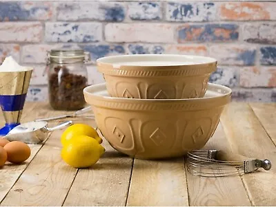 Earthenware Cane Mixing Bowl Mix Kitchen Salad Bowls Baking Kneading Bowl • £22.99