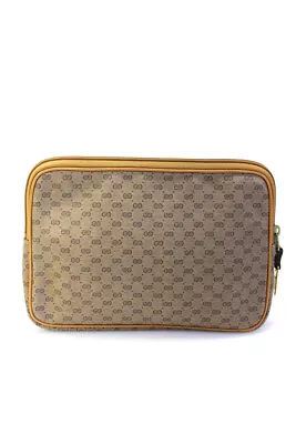 Gucci Womens Vintage Interlocking G Monogram Zip Around Beige Clutch Handbag • $104.99