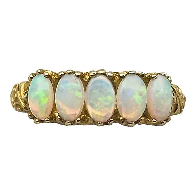 9ct Vintage Yellow Gold Opal Ornate Ring Size N1/2 Hallmarked • $249