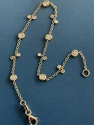 Diamond Bracelet 18ct Yellow Gold  0.50ct Chain Charms Station By The Yard 7” • £1699