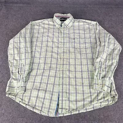 TOMMY HILFIGER Mens Shirt Xtra Large Green Check Classic Button Up Plaid (10457) • £4.99