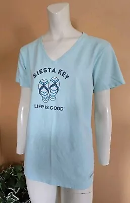 Life Is Good Crusher Tee Short Sleeve T- Shirt Top Women's Size L Blue  • £17.09