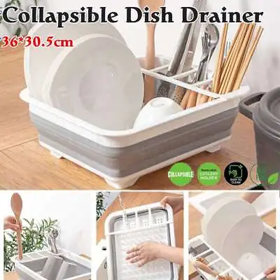 Collapsible Dish Drainer 10L Drying Dish Rack/strainer Caravan Cups Plate New AU • $12.95