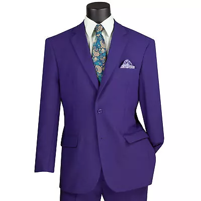 BIG & TALL Men's Purple 2 Button Classic Fit Poplin Polyester Suit NWT • $85