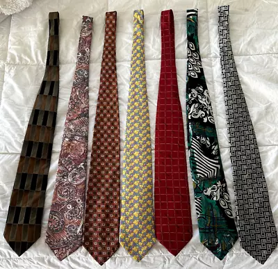 Lot Of 7 Ties! Halston Andre Claude Colours & More! • $5