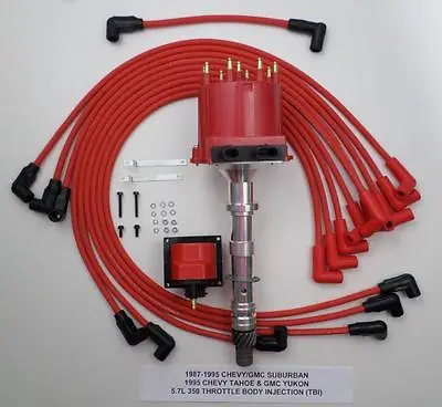 87-95 Chevy Gmc Suburban  5.7l 350 Tbi Distributor + Coil + Red Spark Plug Wires • $159.66