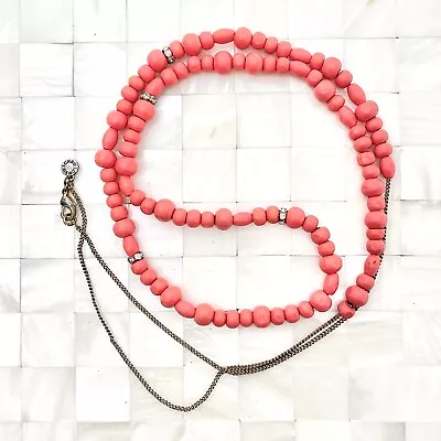 J Crew Pink Beaded Chain Necklace Has Wear The Vintage Strand Lot #4712 • $3.74