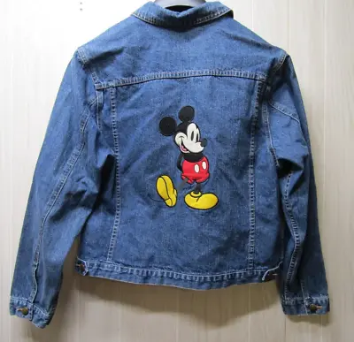 Women Disney Mickey Mouse Blue Demin Jean Jacket Size Large • $45