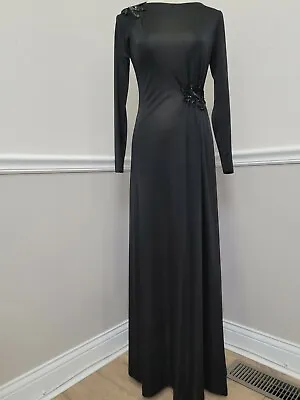 Vintage Carrie Couture Black/Sequins Accent Evening Hostess Style Maxi Dress • $40