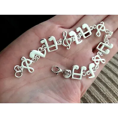 MUSIC LOVER BRACELET Artist G Clef Treble Charms Sterling Silver .925 + Gift Pou • $24.99