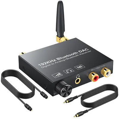 192kHz Bluetooth DAC Converter Optical Coaxial Toslink To Analog RCA With Cable • £18.65