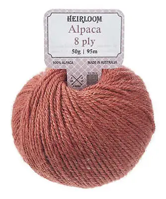 Heirloom 50g  Alpaca  8-Ply 100% Alpaca Wool Knitting Yarn • $11.20
