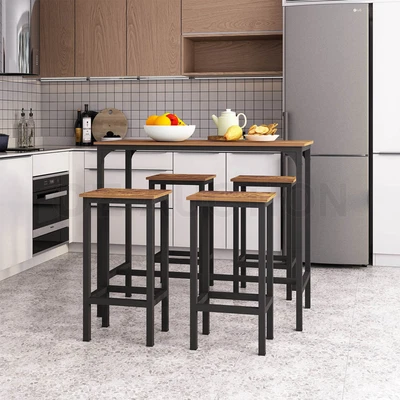 $219.95 • Buy 5 PCS Bar Table Set 4 Chairs Stools Kitchen Dining Height Counter Modern
