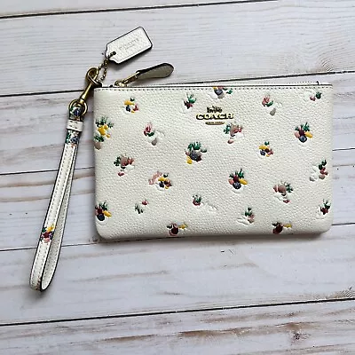 Coach Leather Large Wristlet With Floral Print 7.5  X 4.75  • $57