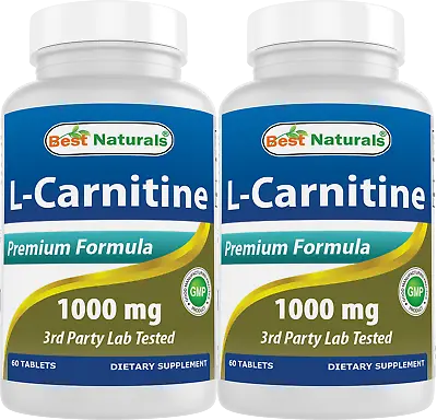 2 Pack Best Naturals L-Carnitine 1000mg 60 Tablets *Boosts Energy* • $17.98