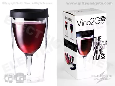 Vino 2 Go Portable Insulated Double-Walled Wine Glass With Black Spill Proof Lid • £10.99