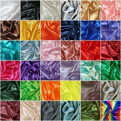 £4.81 • Buy Silky Satin Dress Craft Fabric Plain Luxury Wedding Material 150cm Wide