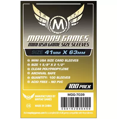 Mayday Games Mini USA Sleeves - 100 Pack - 41 X 63 Mm (A) • £1.54