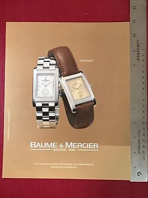 Baumé & Mercier Geneve 1830 Hampton Watch 2000 Print Ad - Great To Frame! • $6.95