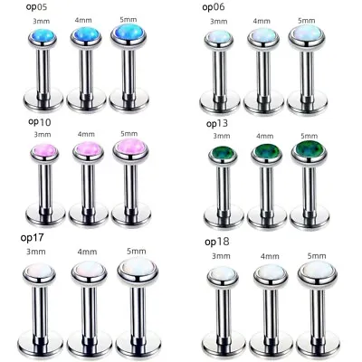 3pc 3/4/5mm Opal Labret 6/8/10mm Lip Barbell Helix Earring Tragus Cartilage Stud • £4.59