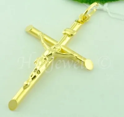 $172 • Buy 14k Solid Yellow Gold JESUS CHRIST INRI Cross Pendant  #5986 Crucifix 2.40 Grams