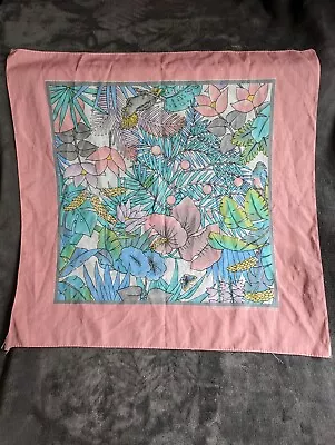 Vtg Tropical Birds Floral Bandana 22  X 22   Pink Green And Blues RN 15582 SI • $11.47