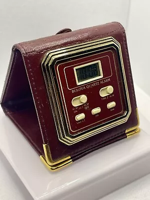 Vintage Bulova Travel Alarm Clock In Red Brown Leather Case/new Battery 🔋 • $25.60