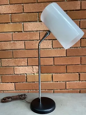 Vintage 1970s Adjustable Chrome Plastic Cylinder Shade Lamp Mid Century Lighting • $275