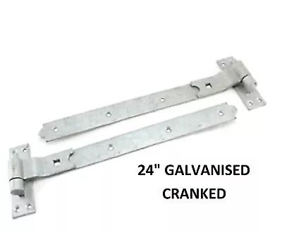 24  GALVANISED Cranked Hook And Band Gate Hinges Heavy Duty SINGLE & PAIRS D3 • £21.89