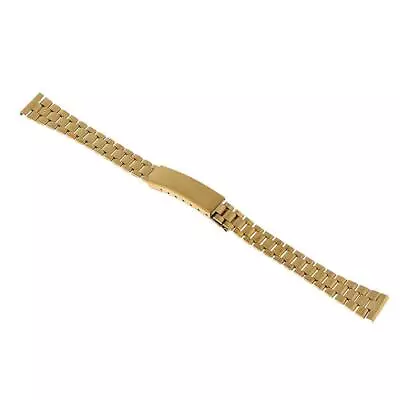 Men Gold Stainless Steel Watch Band Strap Metal Replacement Bracelet • £5.50