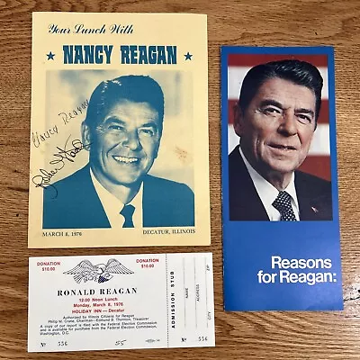 Signed Lunch With Autograph Nancy Reagan Brochure Pamphlet Bulletin Ticket 1976 • $49.99