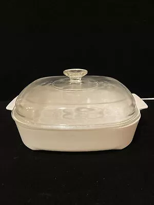 CORNING WARE MW-A-10 Microwave Browning Casserole Dish White With Lid 10x10in. • $12.99