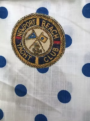 Newport Beach Yacht Club Lightweight Cotton Fabric 40”x68” White With Blue Dots • $4