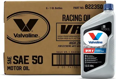 6 Pack Valvoline VR1 Racing SAE 50 Motor Oil 1 Quart High Performance High Zinc • $52.33