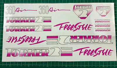 Old School Bmx Decals Stickers 1986 Torker 2 360 Air Set Pink And White On Clear • $50
