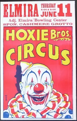 Original Vintage Circus Poster - Hoxie Bros. June 11 Elmira NY Mid 1970's? • $19.95