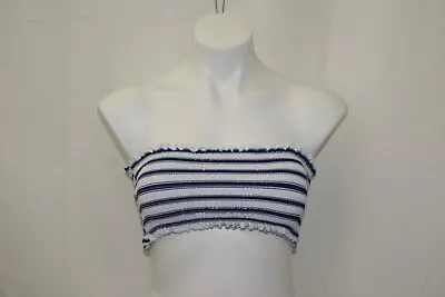 Zaful Womens Blue/White Bikini Top ONLY Summer Smocked Swimwear Sz S (US 4)  • $9.77